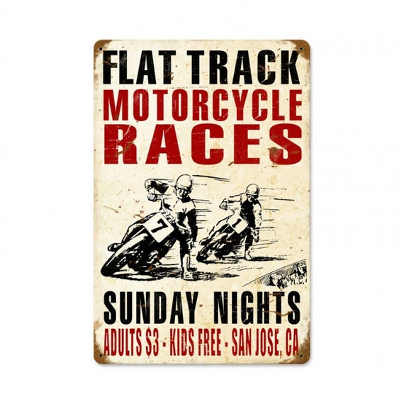Flat Track Motorcycle Race Advertising Metal Sign Vintage | Etsy