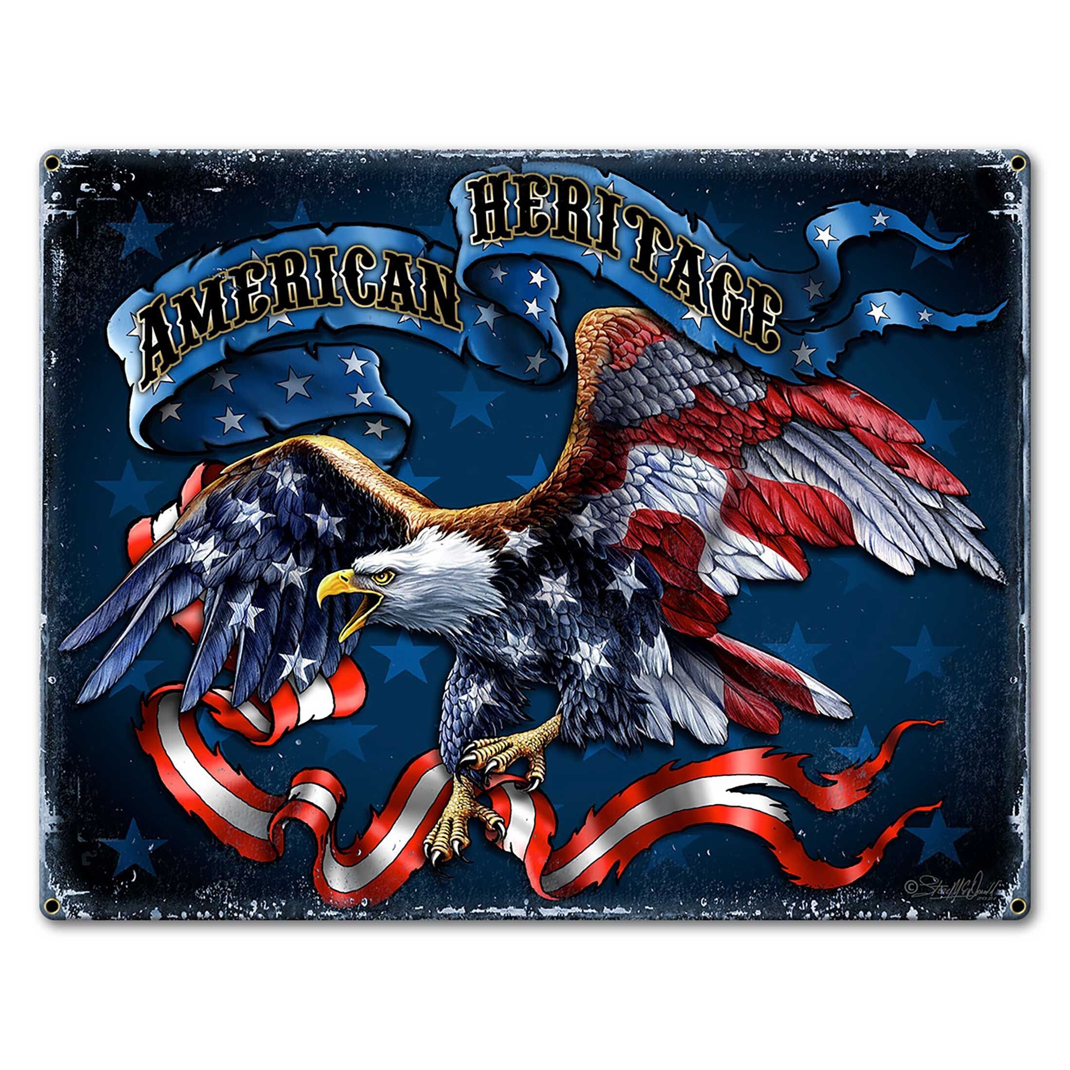 Flying Bald Eagle USA United States of America Flag Metal Sign Man Cave Garage Flying Bald Eagle USA United States of America Flag Metal Sign Man Cave Garage