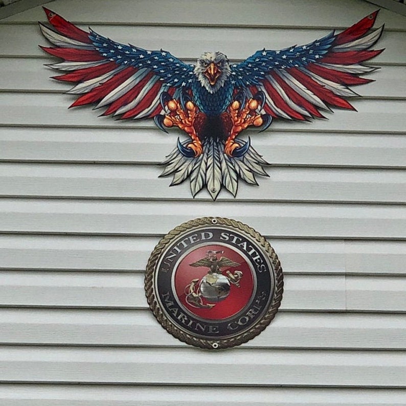 United States Bald Eagle with Flag Wings Patriotic Art on | Etsy