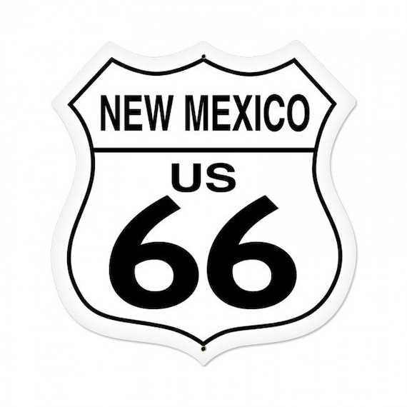 Historic New Mexico U.S 66 Route metal tin sign garage wall art