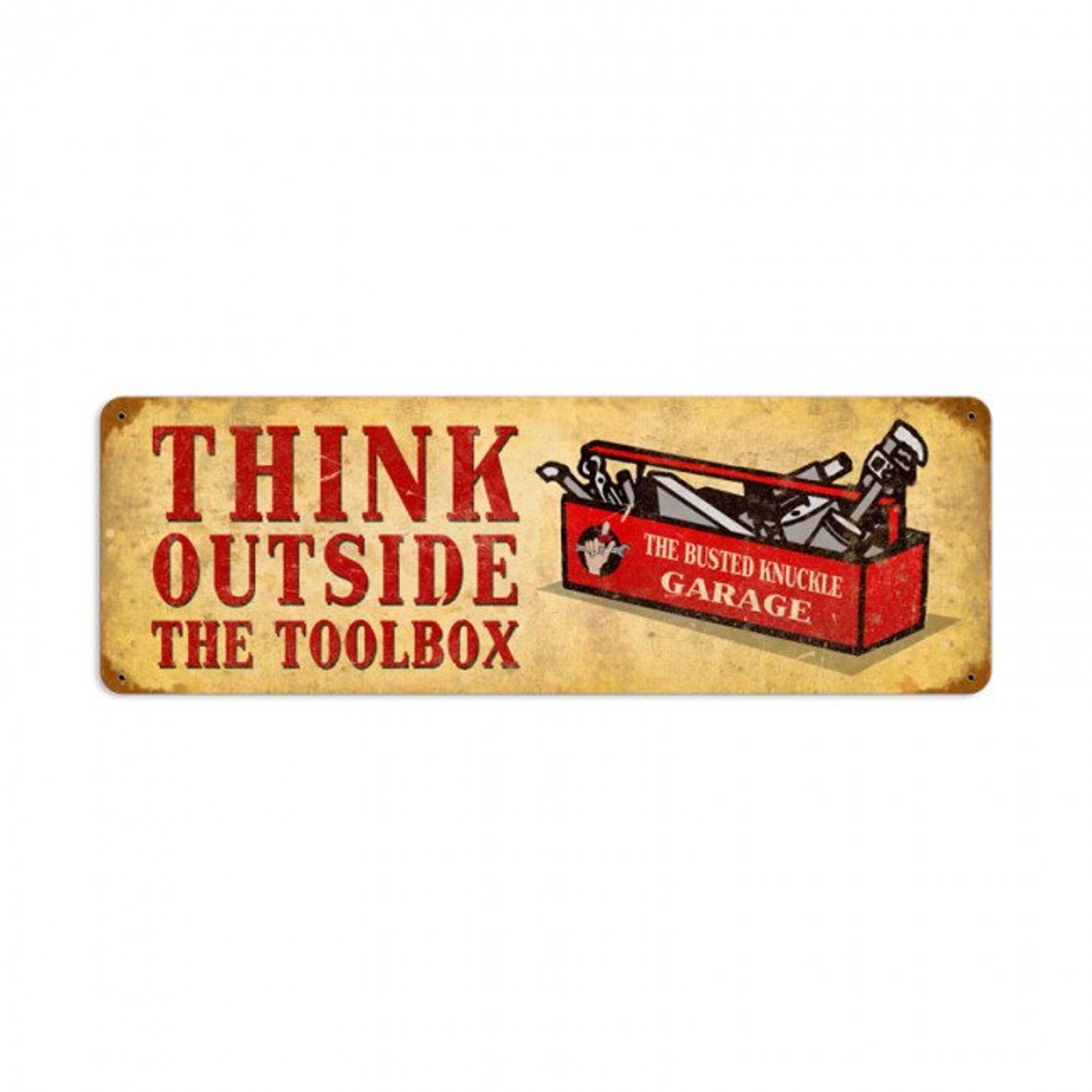 Busted Knuckle Garage Toolbox 24 X 8 Metal Sign Powder Coated Etsy