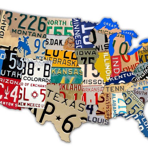 3D USA License Plate Map Metal Art Sign United States - Etsy
