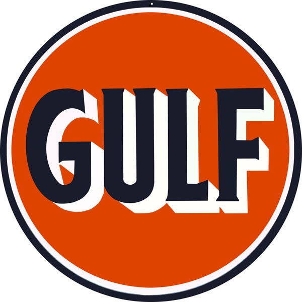 Gulf Gasoline Motor Oil, Aged OR New Style Metal Sign, 4 Sizes Available, USA Made Vintage Style Retro Garage Art, RG