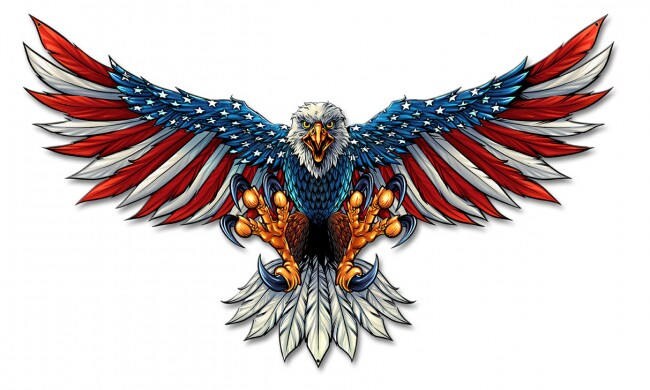 United States Bald Eagle with Flag Wings, Patriotic Metal Wall Art, 4…
