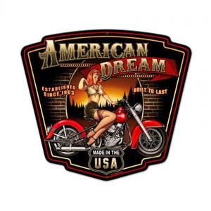 American Dream Harley Davidson Motorcycle Pinup Girl Garage Metal Sign Vintage Style Retro Gas Oil Garage Art Wall Decor sm297