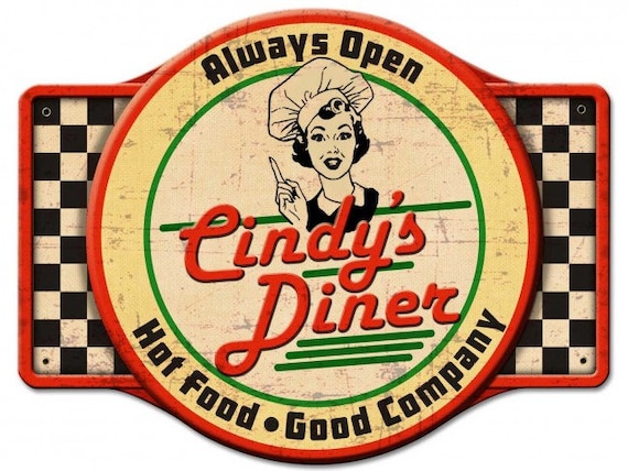 3 sizes Personalised Diner Metal Wall Sign