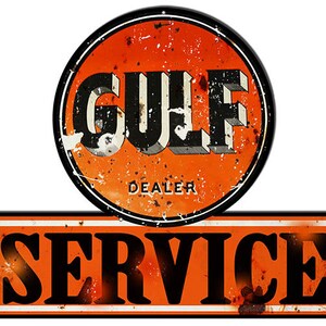 Gulf Motor Oil & Gasoline Thermometer Embossed Metal Sign Man Cave