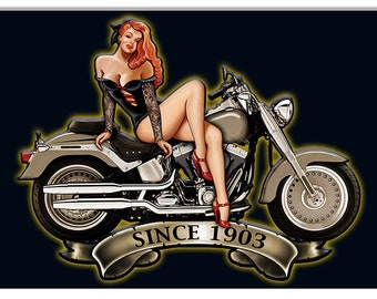 Garderobenhaken Harley Motorcycles Pin Up Girl Biker Motorrad 10x17 cm X06