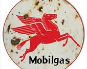 Mobilgas Pegasus Sign, Vintage Aged Style OR New Style, 4 Sizes, 22 Gauge Metal Sign, USA Made Vintage Style Retro Garage Art RG