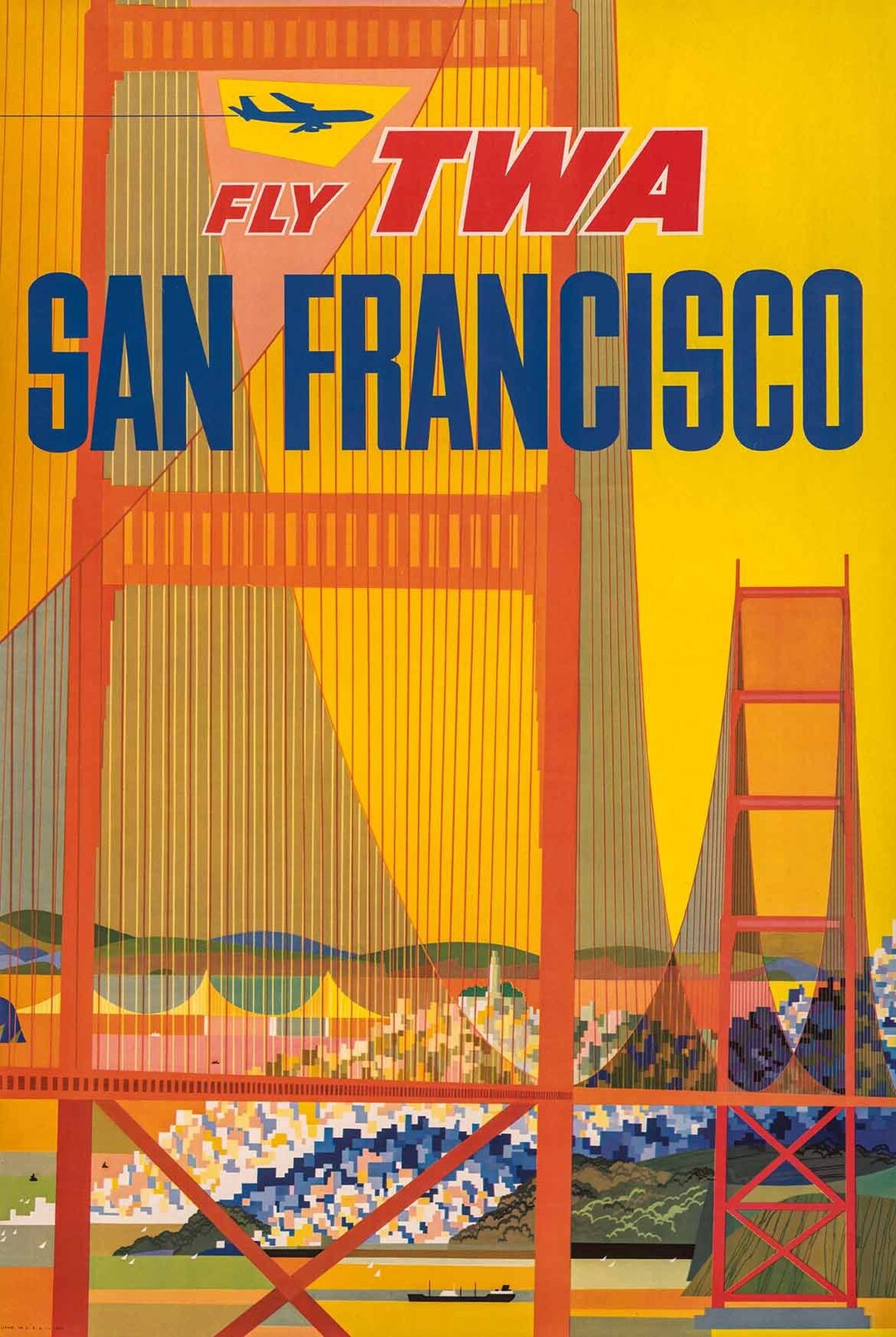 San Francisco Fly TWA, Metal Sign, 3 Sizes, Vintage Style United States ...