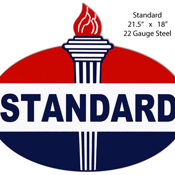 Standard Gas Station Sign,  Vintage Aged Style OR New Style, 22 Gauge Metal, USA Made Vintage Style Retro Garage Art RG