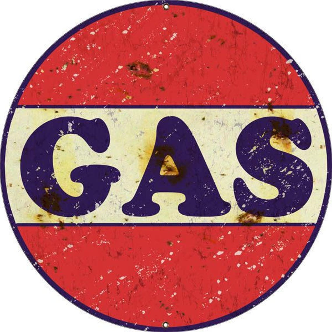 GAS Sign Vintage Aged Style Aluminum Metal Sign 2 Sizes Etsy