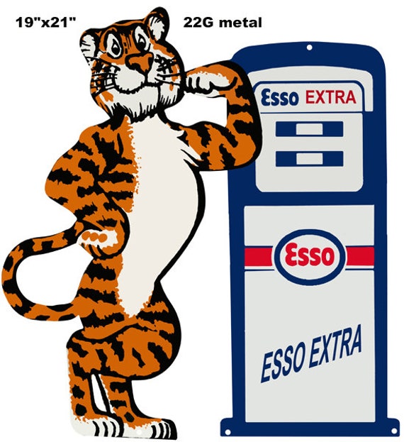 Esso Tiger Gasoline Laser Cut Metal Sign USA Made Vintage Etsy