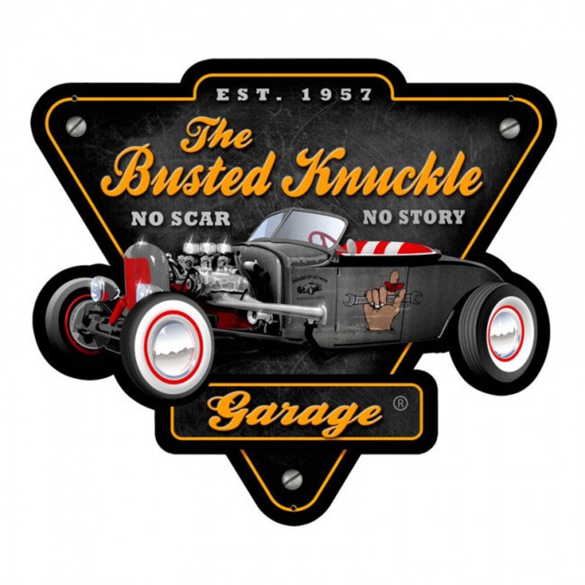 Busted Knuckle Garage Rat Rod 15 X 14 Plasma Cut Metal Sign Etsy