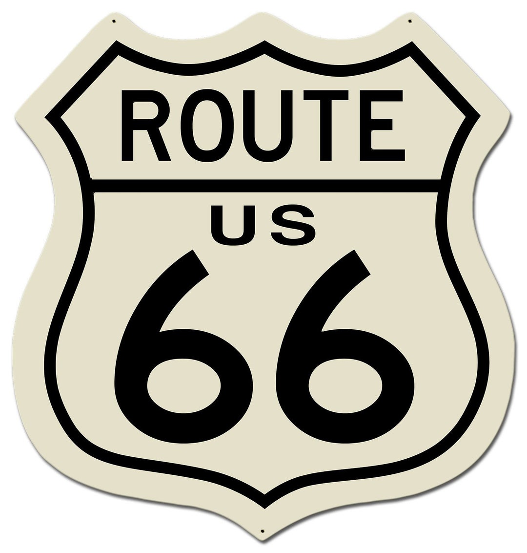 U.S. Route 66 Metal Sign, Large 28 X 29 Inches, Nostalgic Auto Car Gas ...