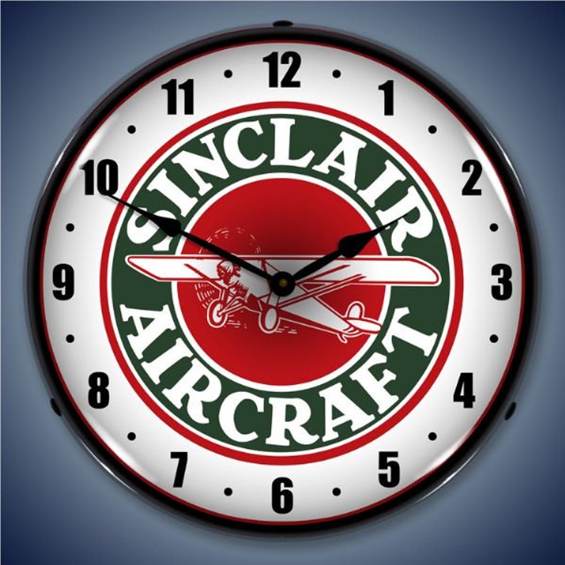 LED Sinclair Aircraft Pegasus 14 Backlit Lighted Advertising Sign Clock Vintage Style Retro Auto Gas Oil Garage Art FREE Shipping