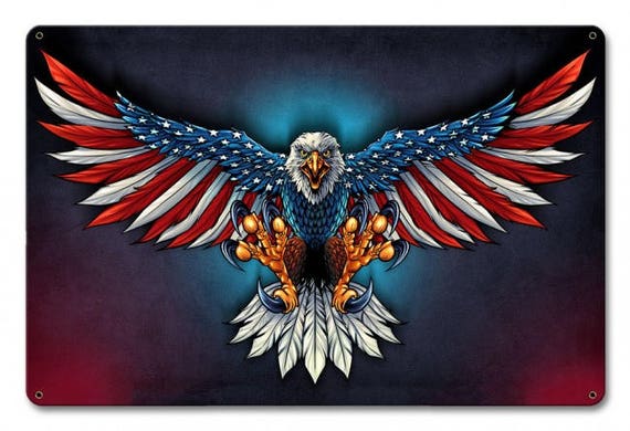 United States Bald Eagle With Flag Wings, Non-cutout Version Rectangular  Sign, 3 Sizes, Patriotic Art on Metal Sign, Art Wall Decor PS -  Canada