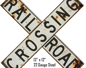 Railroad Crossing Railway Train Xing Retro Metal Tin Sign Plaque 12" Circle NEW 