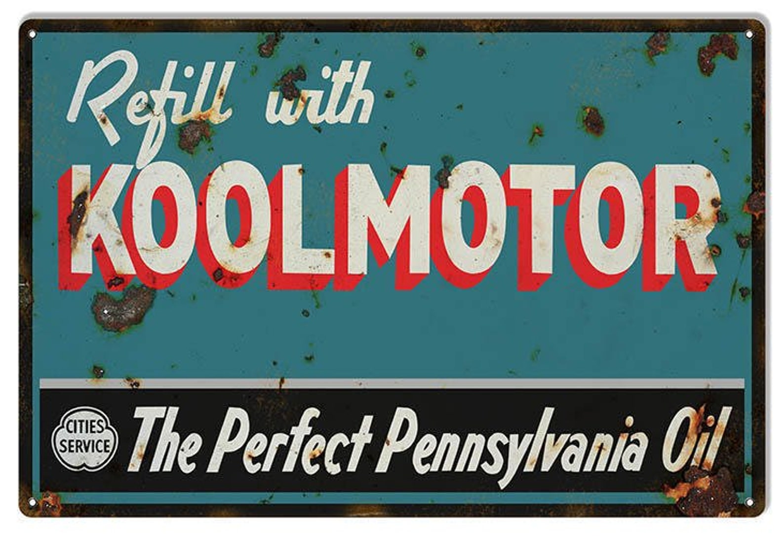 Cities Service Koolmotor Motor Oil Sign 16 X 24 Inch Vintage - Etsy