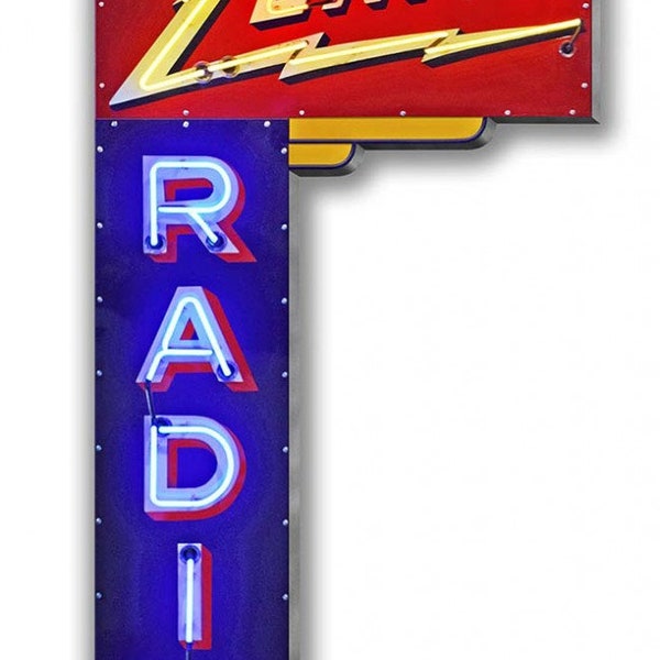 1936 Zenith Radio, Marquis advertising metal sign, 2 Sizes, nostalgic vintage style home decor wall art, LGB PS