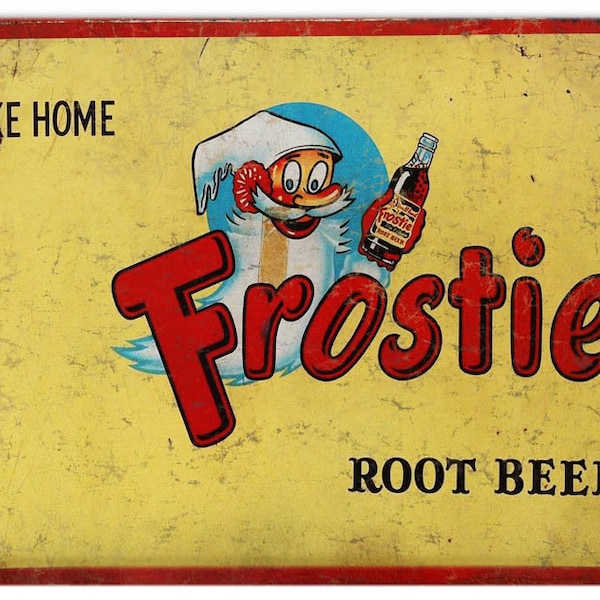 Frostie Root Beer, Metal Sign, 18 x 12, vintage style retro country advertising art wall decor RG