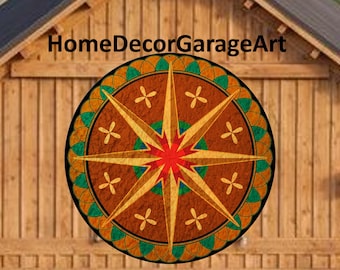 Barn Hex Sign, Pennsylvania Dutch Eight Point Star, Metal, UV Protection, 6 Sizes, country home decor garage art AQP