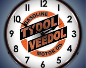 LED Tydol Gas Veedol Motor Oil 14 quot Backlit Lighted Advertising Sign Clock Vintage Style Retro Auto Gas Oil Garage Art 201012277
