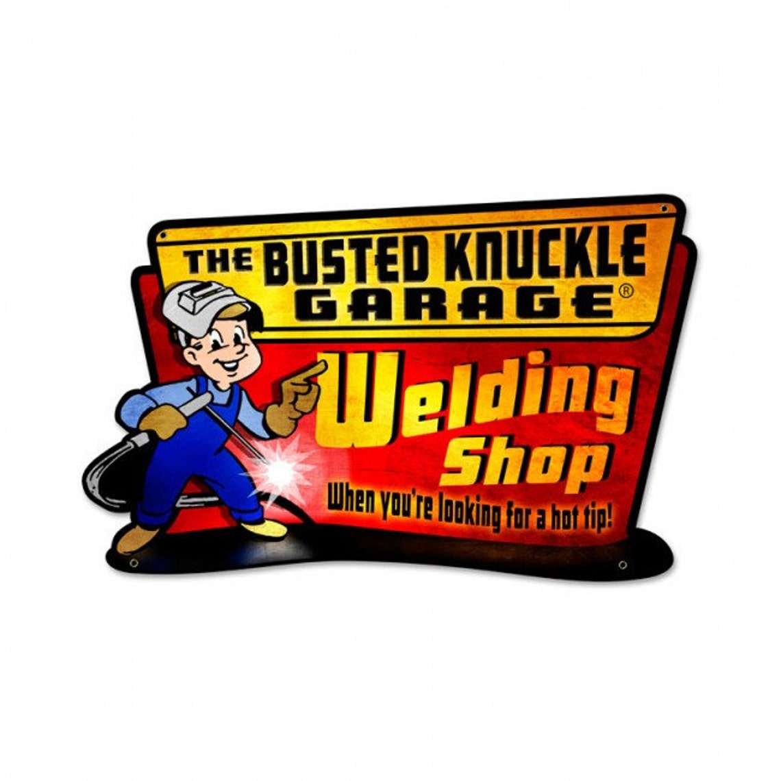 Busted Knuckle Garage Welding Shop 18 X 11 Metal Sign Powder Etsy