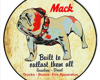 Mack Trucks Built To Last 14 x 14 Inch Metal Sign, USA Made Vintage Style Retro Garage Art RG