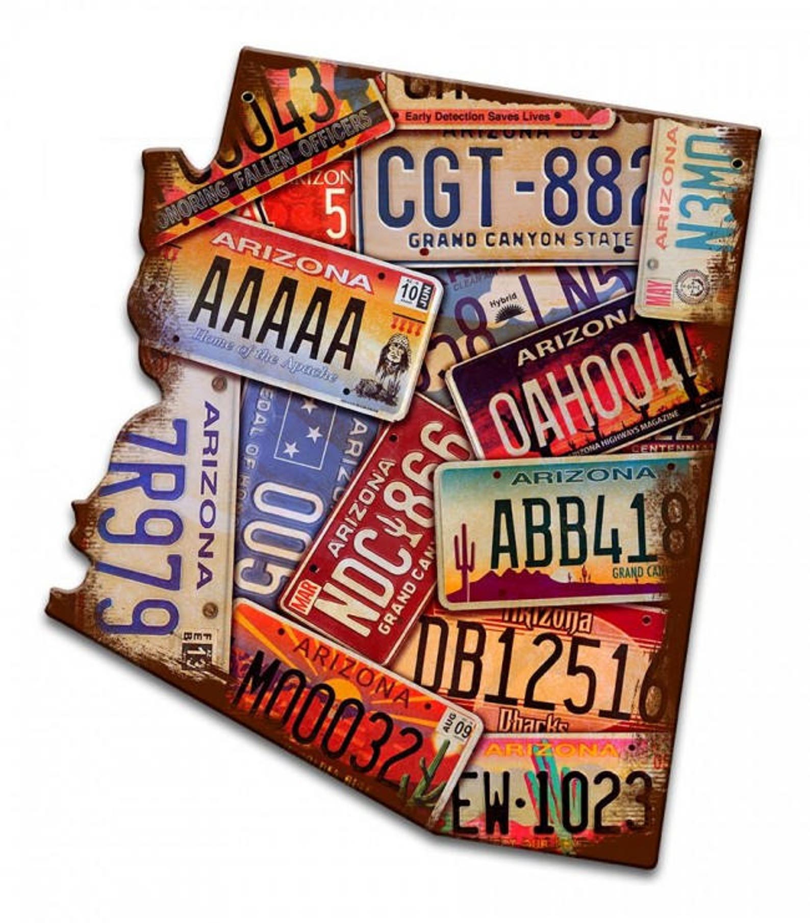 Arizona License Plate Map Metal Art Sign American Made Etsy