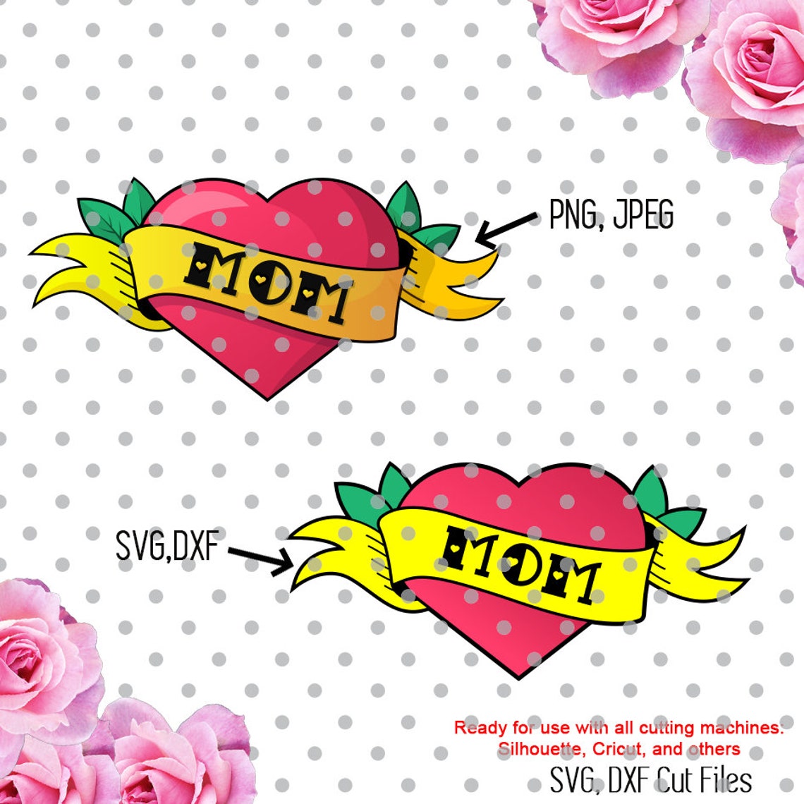 Mom Tattoo Design Love Mom Tat Svg Heart Mom Svg Heart Svg - Etsy