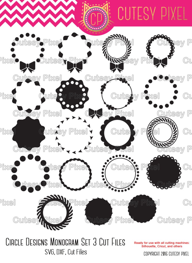 Download Circle Monogram Frames Svg cutting file SVG DXF Cricut | Etsy