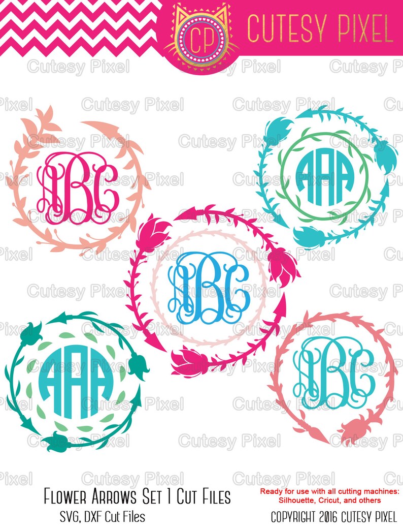 Download Flower Arrow Monogram frames Svg cutting file cricut arrow ...
