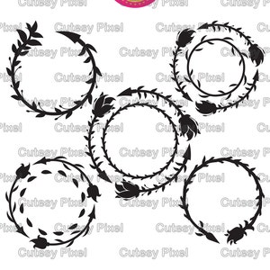 Blompilmonogramramar Svg-skärfil, Cricut-pildesigner SVG, DXF, PNG Cricut Design Space, Silhouette Studio, digitala klippfiler bild 3