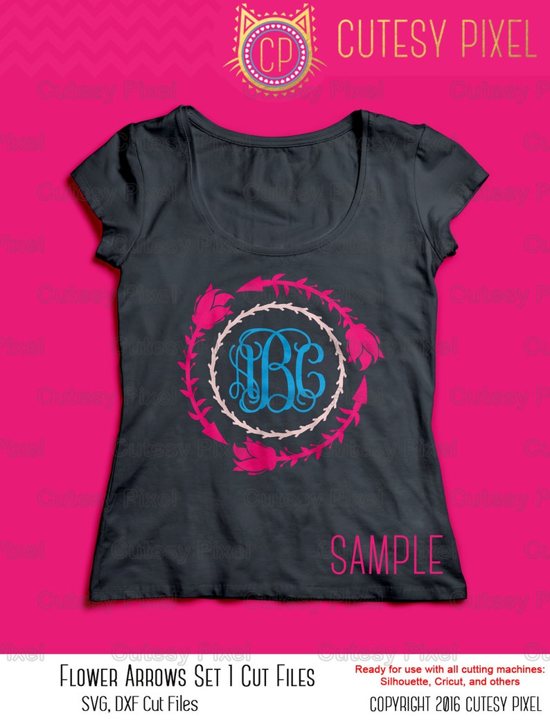 Blompilmonogramramar Svg-skärfil, Cricut-pildesigner SVG, DXF, PNG Cricut Design Space, Silhouette Studio, digitala klippfiler bild 4