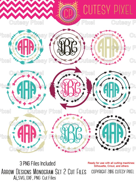 Download Arrow Monogram Frames Svg Cutting File Cool Arrow Designs Etsy