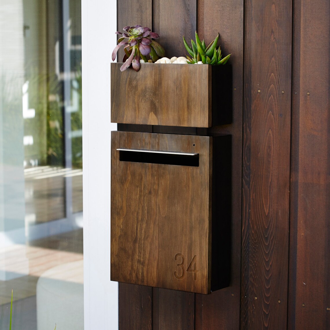 Modern Mailbox with Wall Planter Charcoal Powder coated Etsy