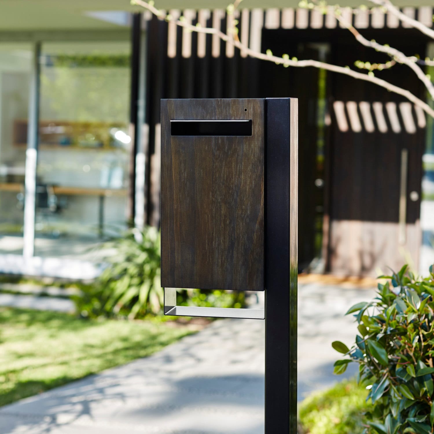 Modern Custom Mailbox Javi Post Mount Letterbox Charcoal Aluminium Body
