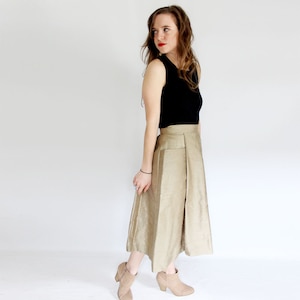 SHORT Sage Green pleated skirt with pockets A line Dupioni silk mini pocket skirt sustainable fashion taupe short flared skirt minimalist image 6