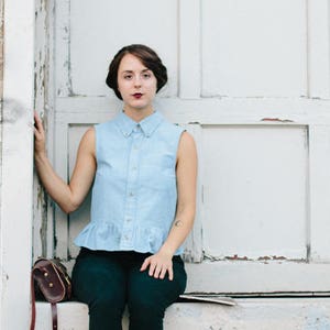 Chambray peplum top deals