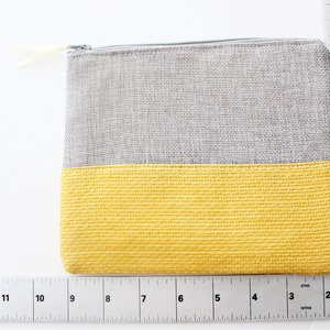 CUSTOM PHRASE zipper pouch grey and yellow sustainably made with scraps funny gift custom saying Hufflepuff Hogwarts house image 9