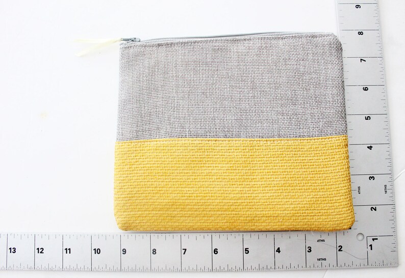 CUSTOM PHRASE zipper pouch grey and yellow sustainably made with scraps funny gift custom saying Hufflepuff Hogwarts house image 9