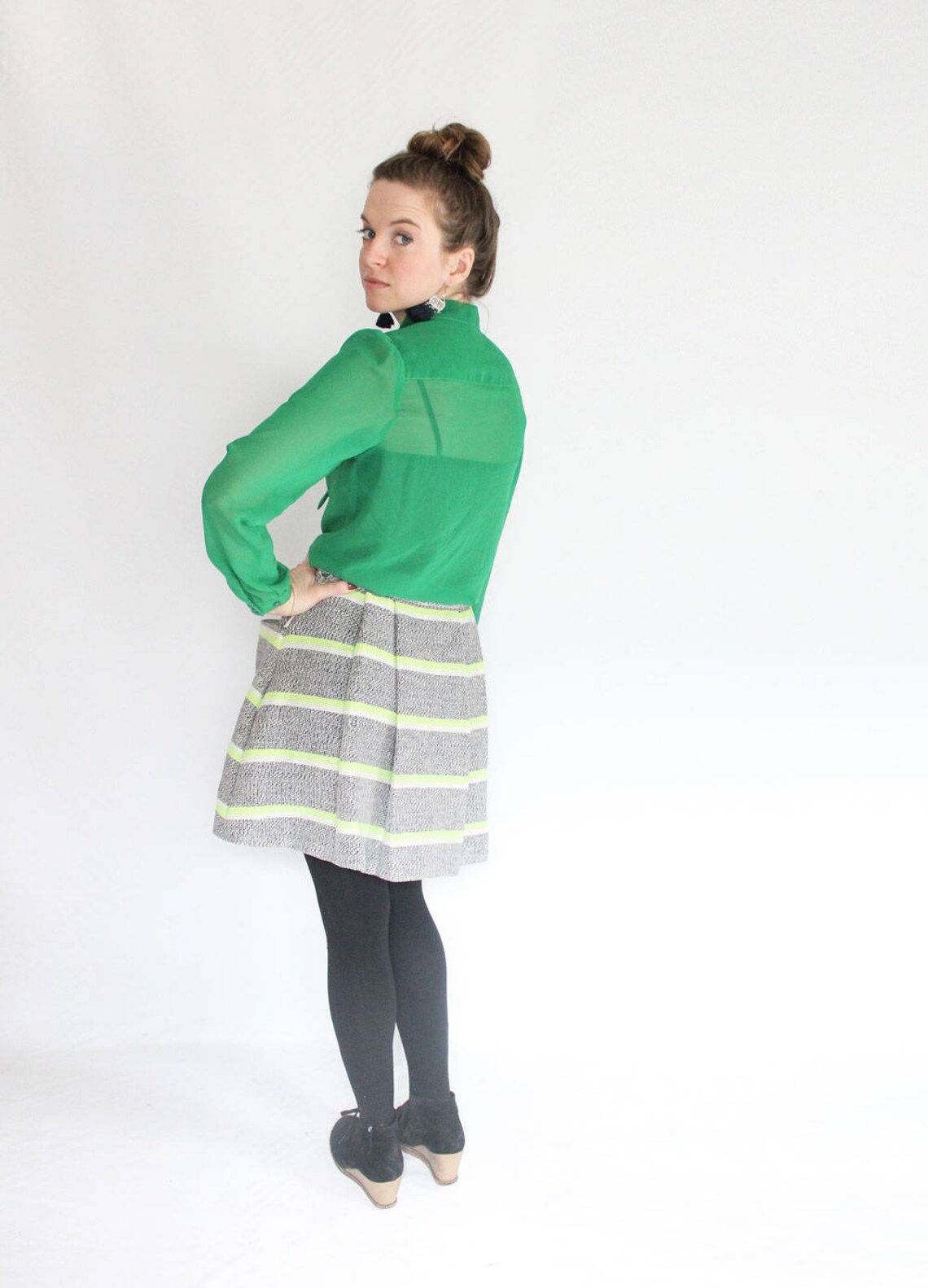Keaton Stripe Skirt - Navy + Kelly Green - One Size main image 1