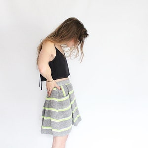 SHORT Sage Green pleated skirt with pockets A line Dupioni silk mini pocket skirt sustainable fashion taupe short flared skirt minimalist image 8