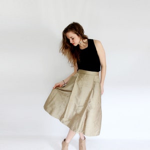 SHORT Sage Green pleated skirt with pockets A line Dupioni silk mini pocket skirt sustainable fashion taupe short flared skirt minimalist image 3