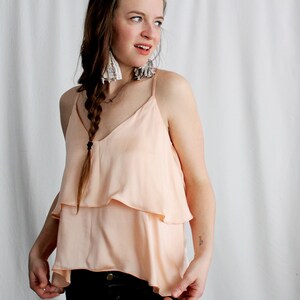 READY TO SHIP Blush Rose Pink Silk Charmeuse Tiered Summer Tank image 9