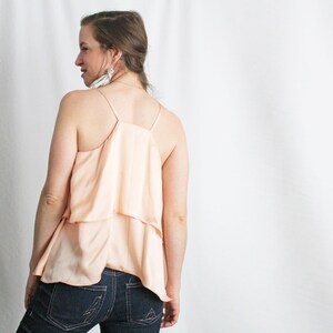 READY TO SHIP Blush Rose Pink Silk Charmeuse Tiered Summer Tank image 2