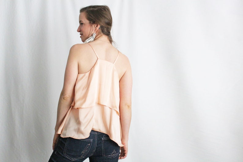 READY TO SHIP Blush Rose Pink Silk Charmeuse Tiered Summer Tank image 2