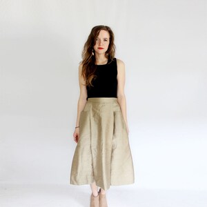 SHORT Sage Green pleated skirt with pockets A line Dupioni silk mini pocket skirt sustainable fashion taupe short flared skirt minimalist image 2