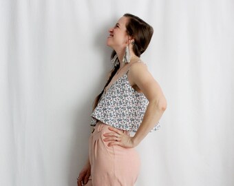 READY TO SHIP Floral Reversible Swing Crop Top 2-in-1 Summer Style Eco Friendly Fashion